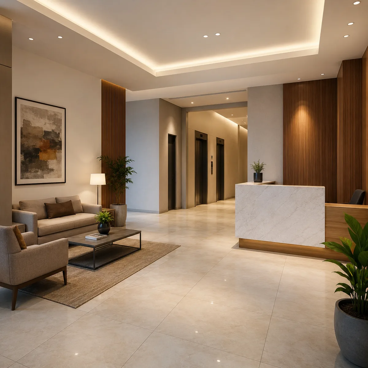 Indicative tower lobby for the Goyal and Co Hariyana Group apartments on Soukya Road, Bengaluru